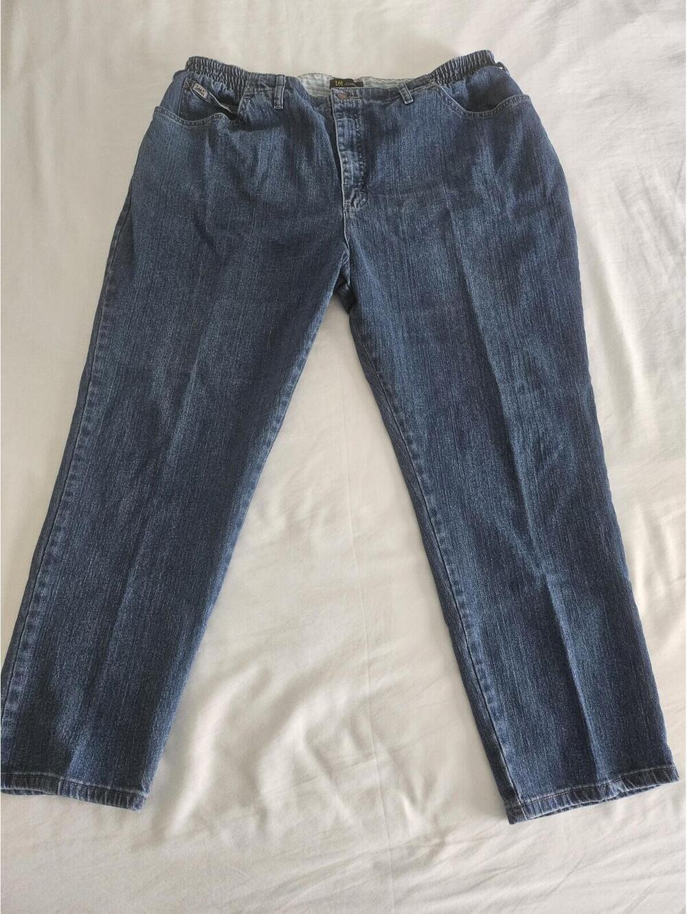 Lee Denim Jeans‎ Side Elastic Waist Women's Size 24W Medium Relaxed Fit